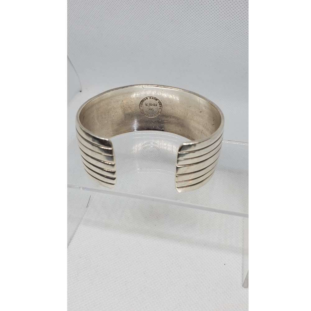 14k Gold and Sterling V. HICKS Cuff Bracelet - Picture 3 of 4